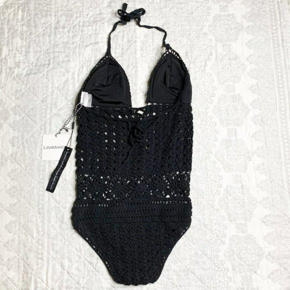 Lisa Maree Black Crochet One Piece Swimsuit - Picture 5 of 8